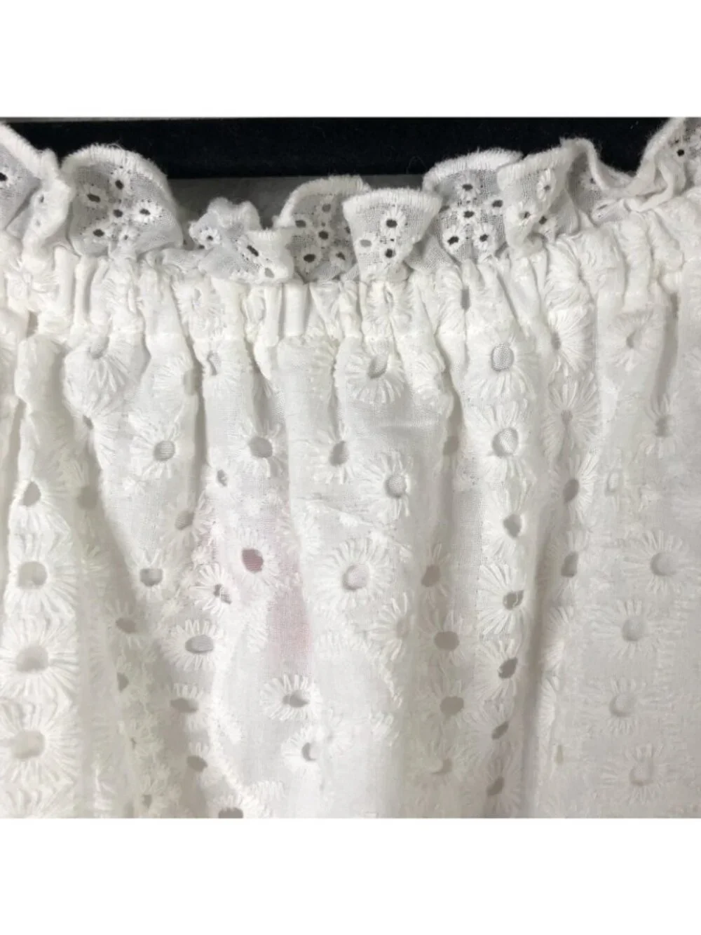 Betsey Johnson Dress Womens S White Eyelet Lace Smocked Midi Puff Sleeve Boho - Picture 14 of 16